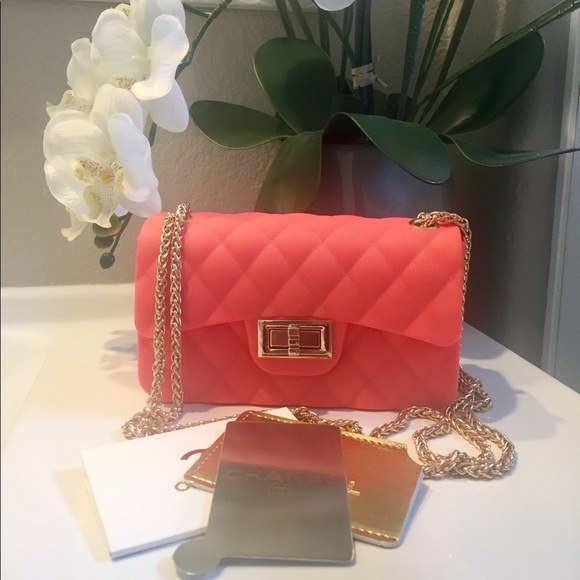 unbranded Handbags - Coral Jelly Purse + FREE MIRROR!